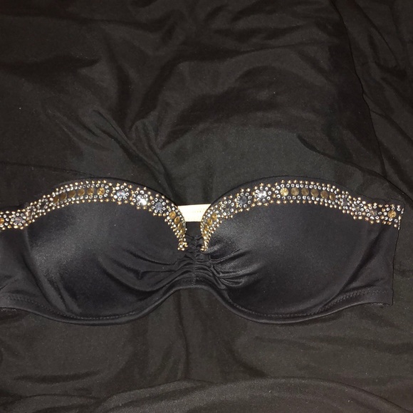 Gold & silver heeled strapless top - Picture 1 of 7